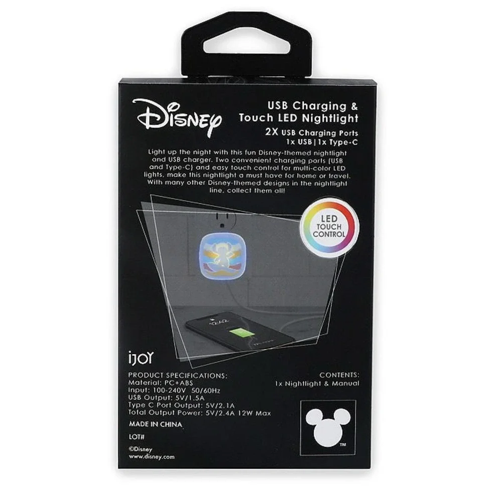 Disney Stitch USB Charging Touch LED Nightlight USB & Type-C New in Box